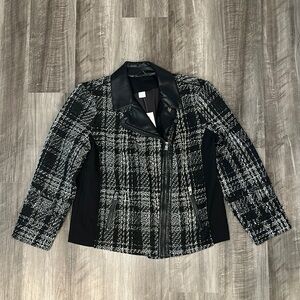 Chico’s Moto Tweed & Faux Leather Jacket - 3 (US 16/18)